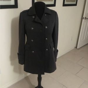 Forever 21 Double Breasted Pea Coat, Grey, fully Lined